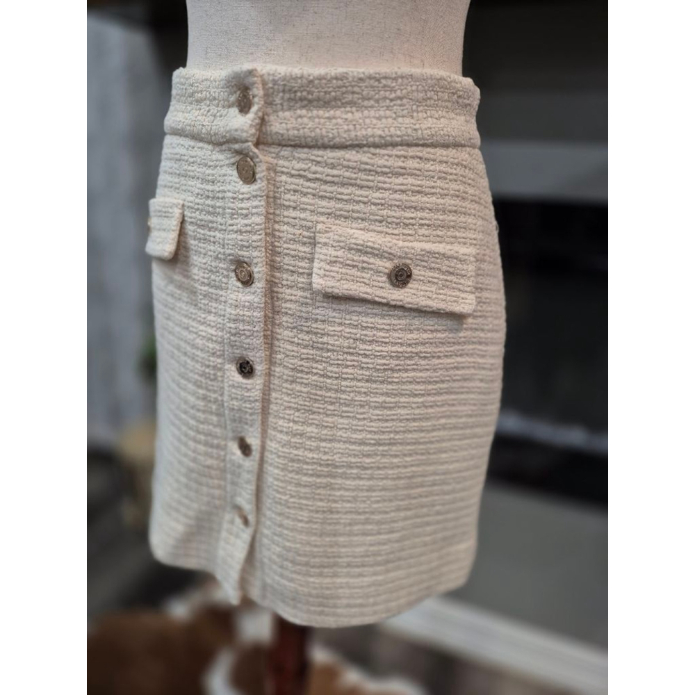 MAJE Tweed Skirt Size 38 Beige color in Excellent Condition - Picture 3 of 8